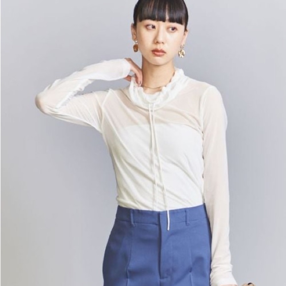 TheOpen Product• Mesh turtleneck pullover